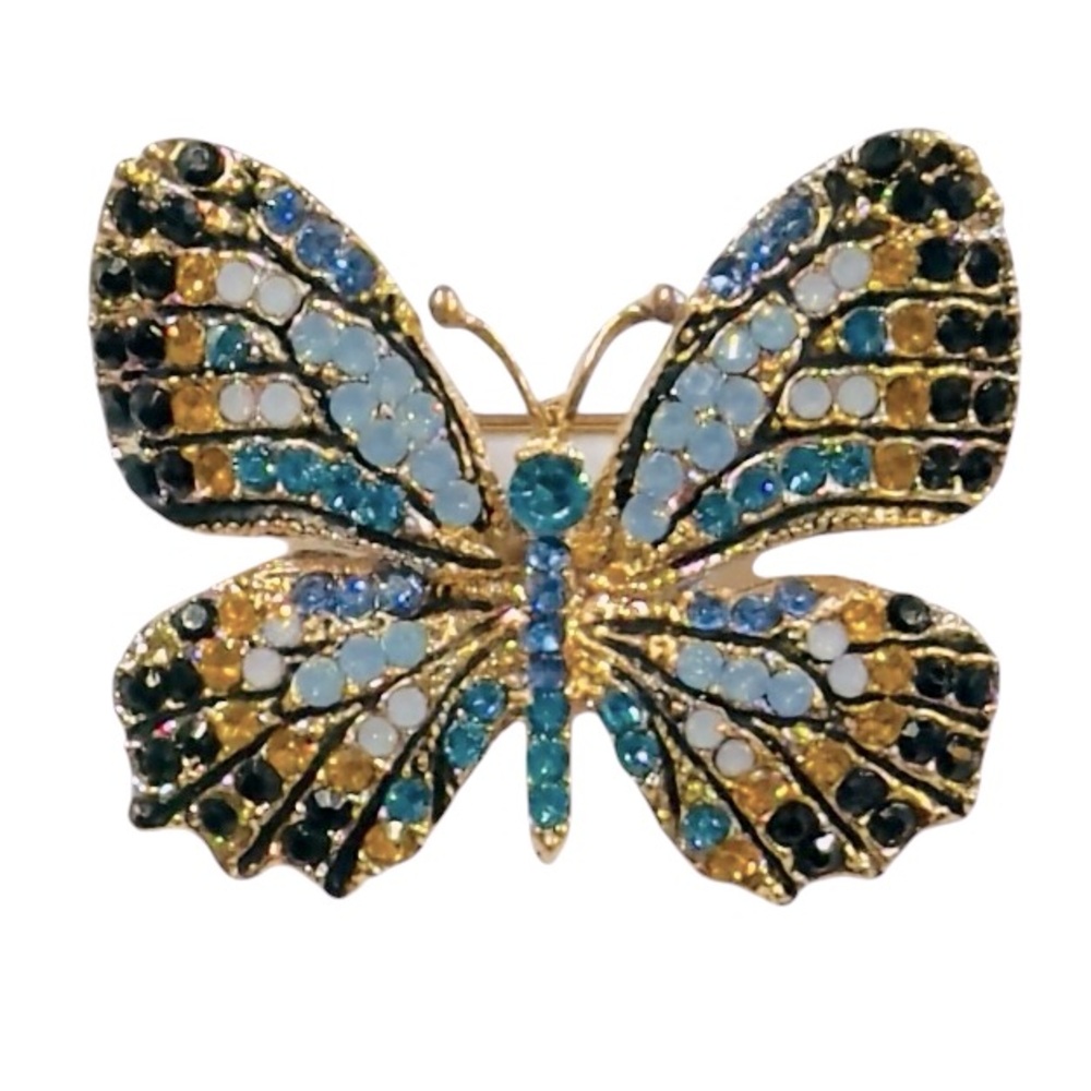 UNBRANDED Colorful RHINESTONE Monarch Butterfly Brooch